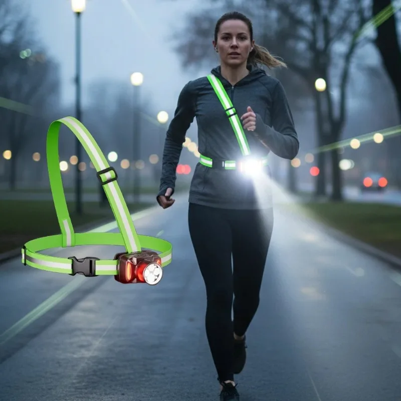 USB Rechargeable LED Running Vest with Bright Reflective Design Offering 500 Meter Visibility for Cycling Jogging Outdoor Safety