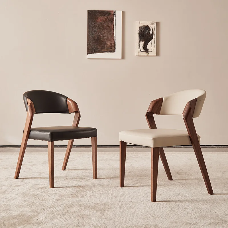 Nordic High-end Light Luxury Ash Wood Dining Chair Wabi-sabi Style Chair Designer Structure Armchair Restaurant Backrest Chair