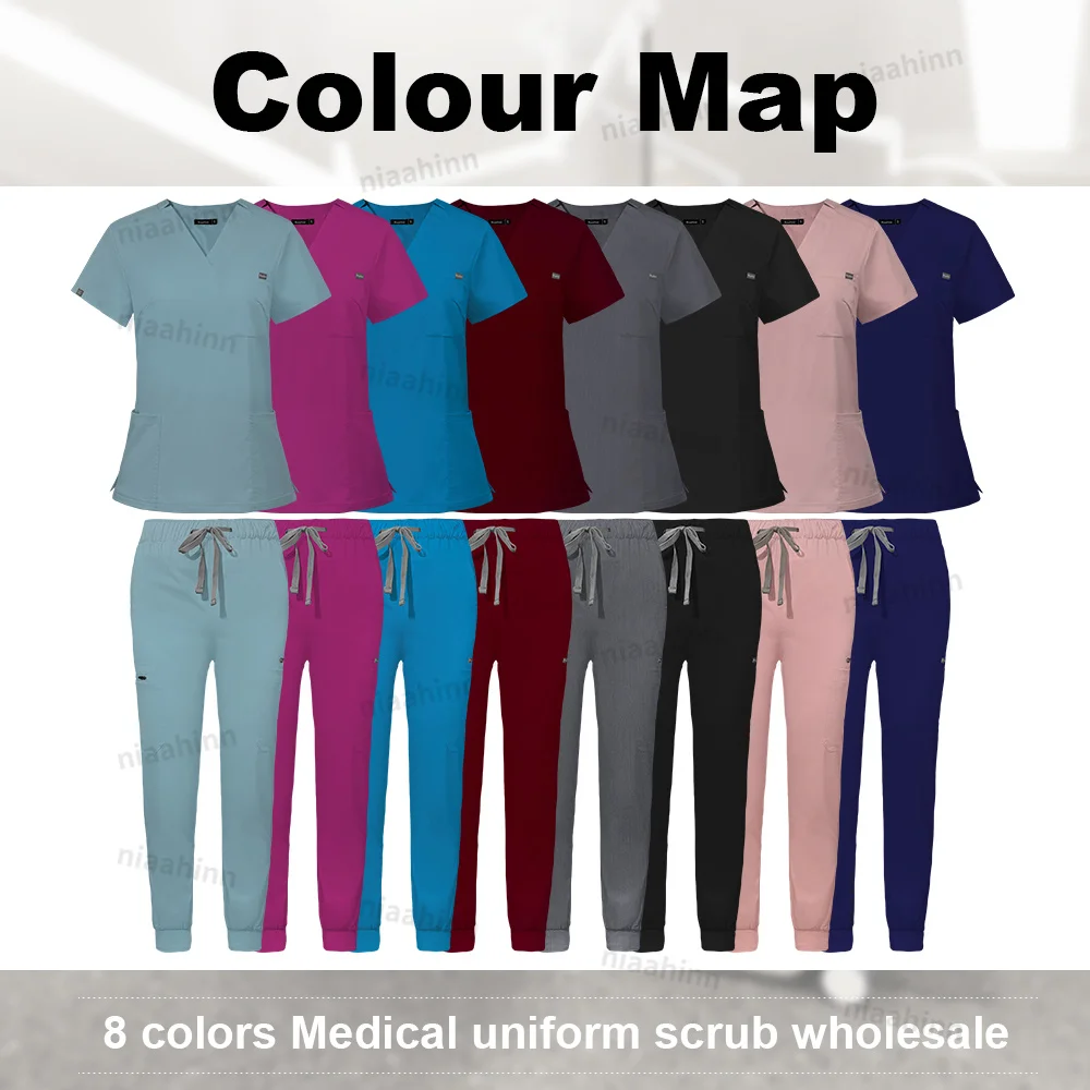 

Scrub Nursing Accessories Gowns Nurse Special Scrubs Solid Color Work Wear Women Men