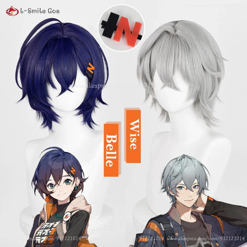 

Phaethon Belle Cosplay Wig Wise Cosplay Wig 35cm/33cm Short Anime Wigs Heat Resistant Synthetic Hair Halloween Party + Wig Cap