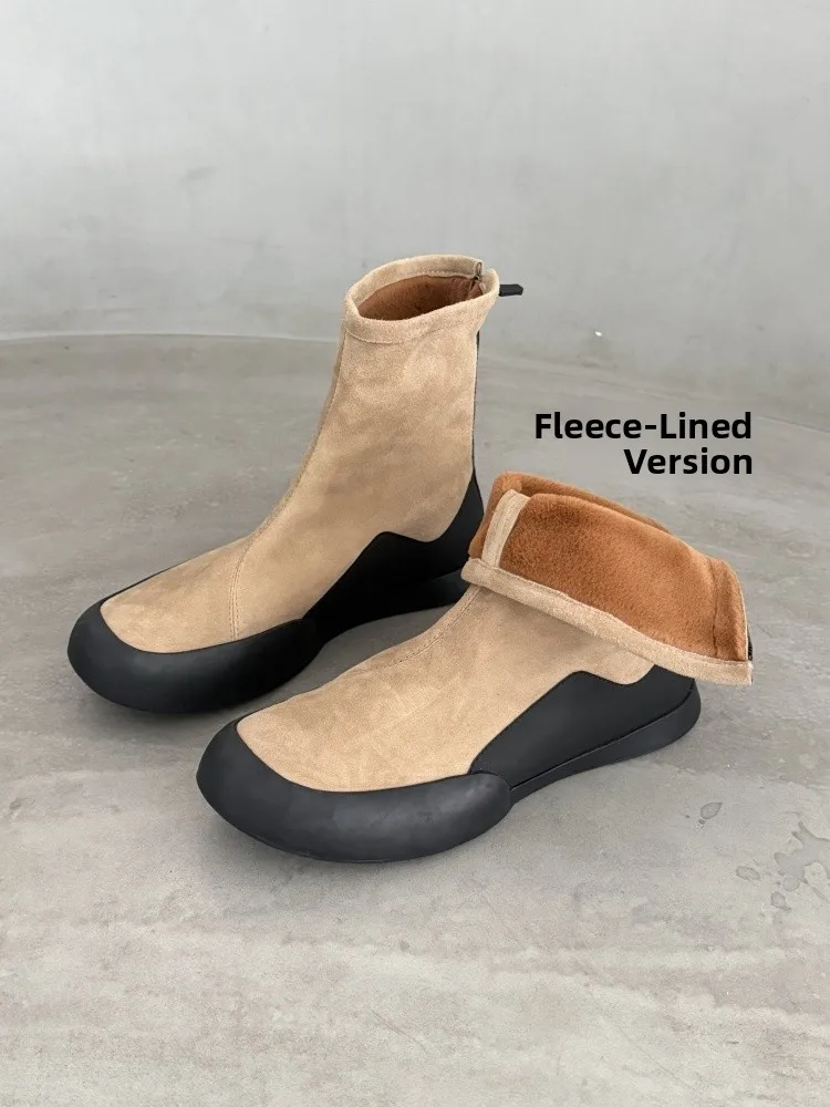 

Женские зимние кожаные ботинки на подкладке с квадратным носком, эластичные облегающие легкие ботинки на плоской подошве, удобные или ботинки