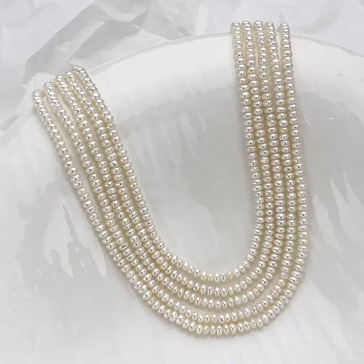 3-3.5mm4A Freeform Elegance Natural Freshwater Purple Pearl Round Flat Bead Women Jewelry Make DIY Necklace Bracelet Accessories