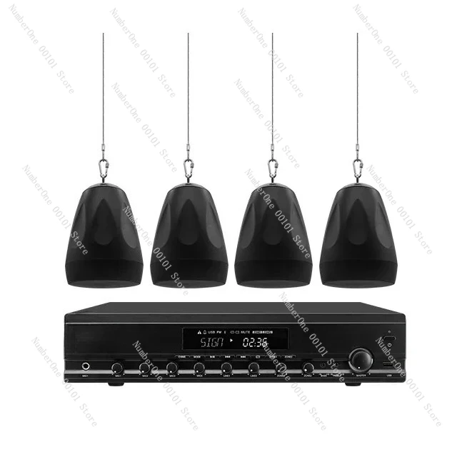 

Restaurant Music System with pendant mount speakers and 2 zones mixer amplifier