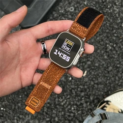 Outdoor Retro Denim Nylon Soft Band For Apple Watch 44mm 40 45 41 49 42 38mm Braid Sport Strap For Ultra Series 9 8 SE 7 6 5 4 3