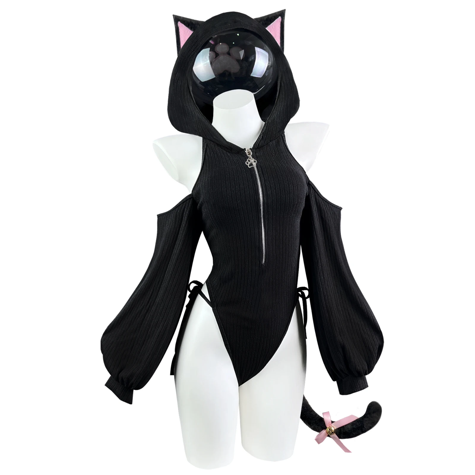 KORURACLUB Sexy Women Korura Black Shy Neko Bodysuit Cosplay Costume  dress