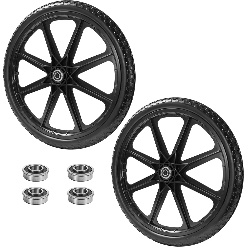 

(2 PACK) 20" Flat Free Cart Wheels Compatible with rubbermaid Wheelbarrow Wheels,20x2" Flat Free Tires for Lawn Mower, Garden Ca