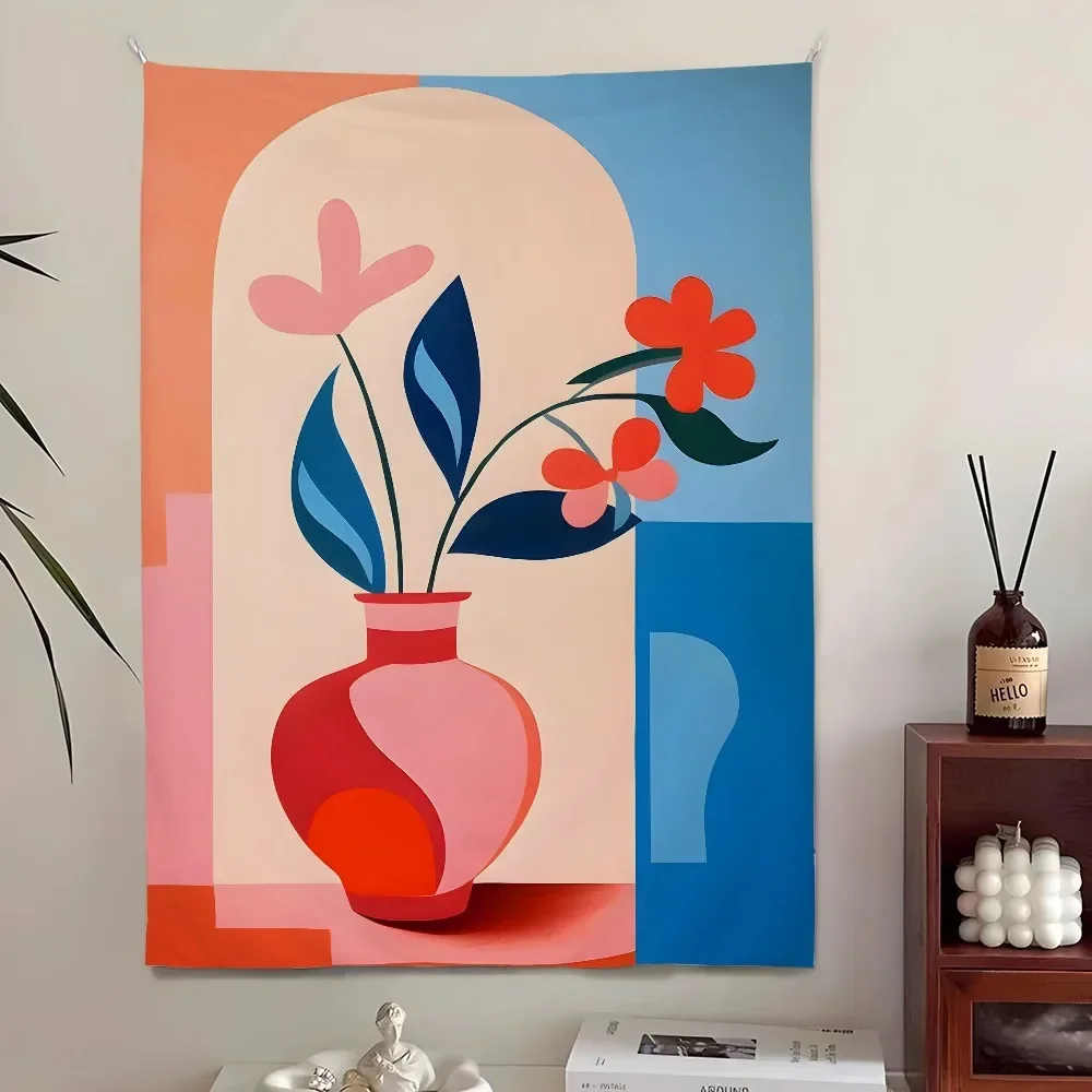 

Nordic Ins Tapestry Bedroom Living Room Bar Garden Outdoor Festival Decoration Background Art Banner Abstract Vase Art