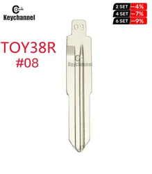 KD Keychannel 10 PÇS/LOTE #08 Lâmina LISHI TOY38R Metal Branco Uncut Flip Remoto Chave Do Carro Da Lâmina Para Daihatsu Kia Parte Substituição