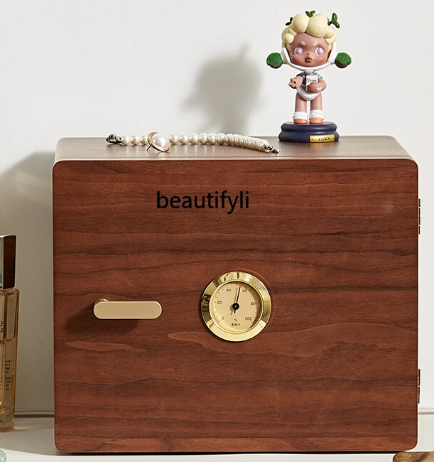 Wooden Jewelry Storage Box Earrings Necklace Gold Storage Cabinet Light Luxury High-End Jewelry Box