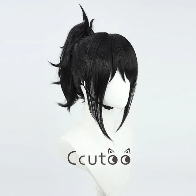 Peruka Tendo Michiko czarne krótkie syntetyczne włosy kręcone kucyk peruki Anime Cosplay