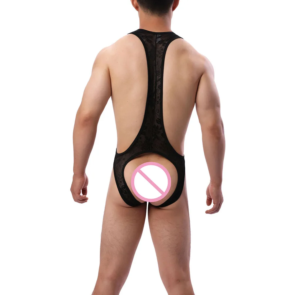 

Черный цвет, мужское дышащее кружевное жаккардовое боди с выпуклым мешочком, ночная рубашка с открытой попкой, комбинезоны, сексуальное горячее нижнее белье