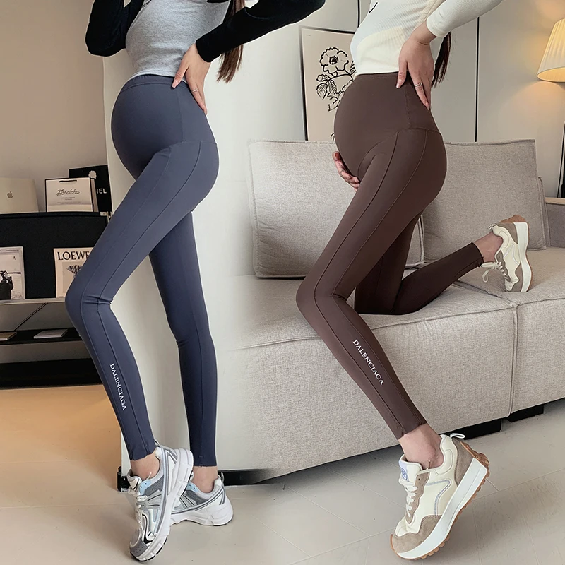 Autunno Inverno Supporto per la vita Pancia Senza cuciture Caldo nylon spazzolato Legging Maternità Matita Pantaloni da yoga per le donne incinte Gravidanza