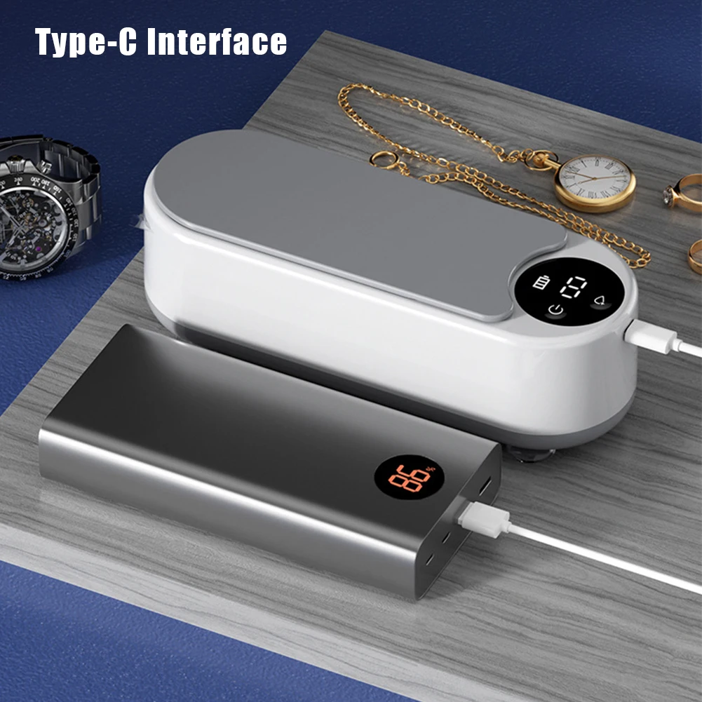 Ultrasonic Retainer Cleaner Machine Multifunctional Glasses Cleaner High Frequency Vibration USB Rechargeable for Ring Necklaces