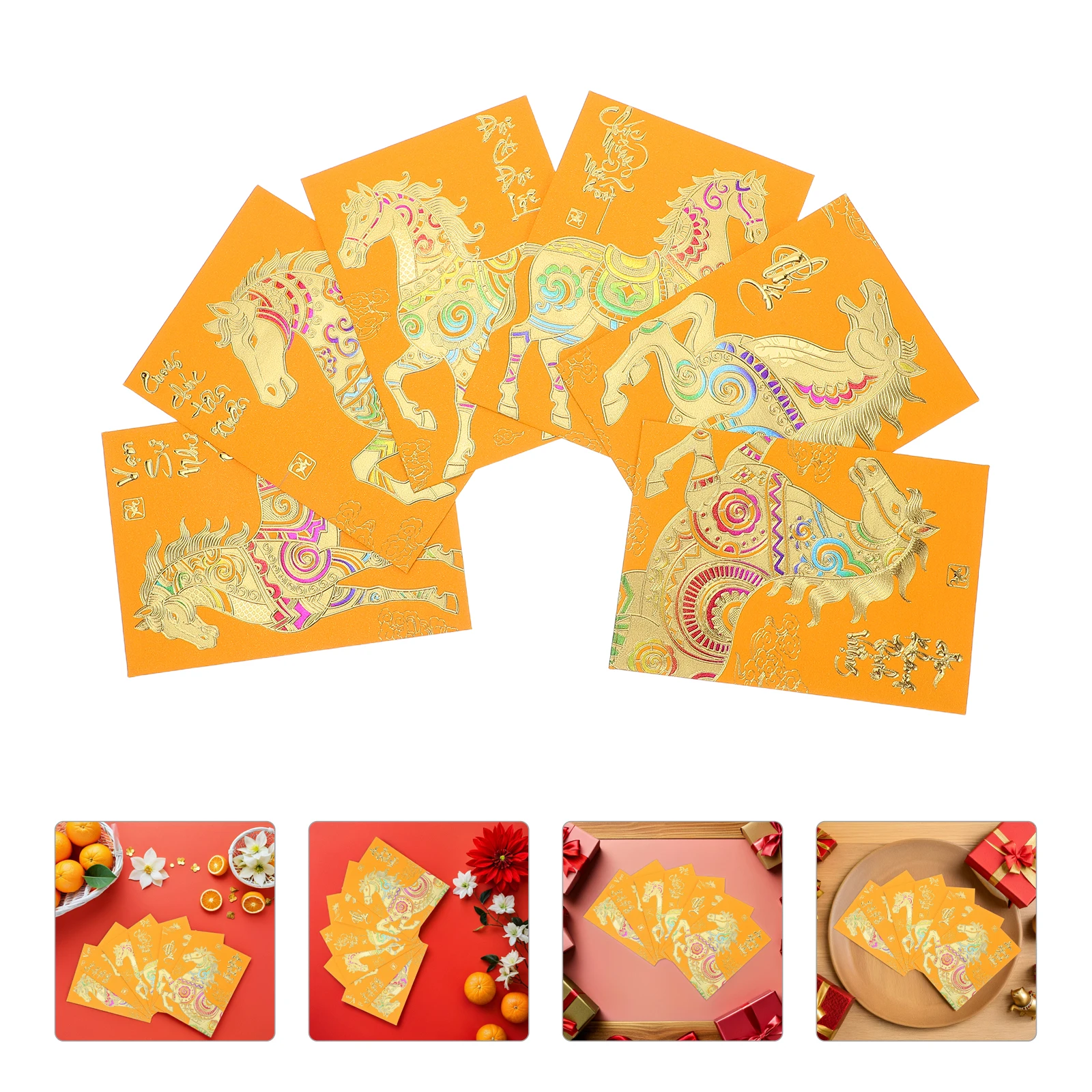 

120 шт. вьетнамские новогодние красные конверты Hong Bao Li Xi вьетнамский красный пакет для денег 2026 конверты новогодний с лошадью