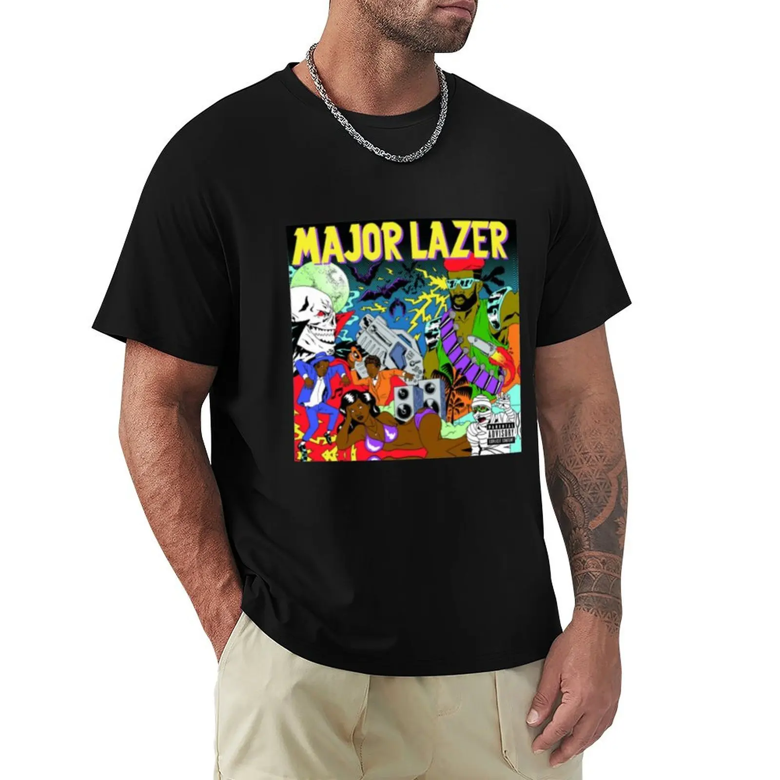 major lazer T-Shirt Basic Solid Color Short Sleeve T-Shirt