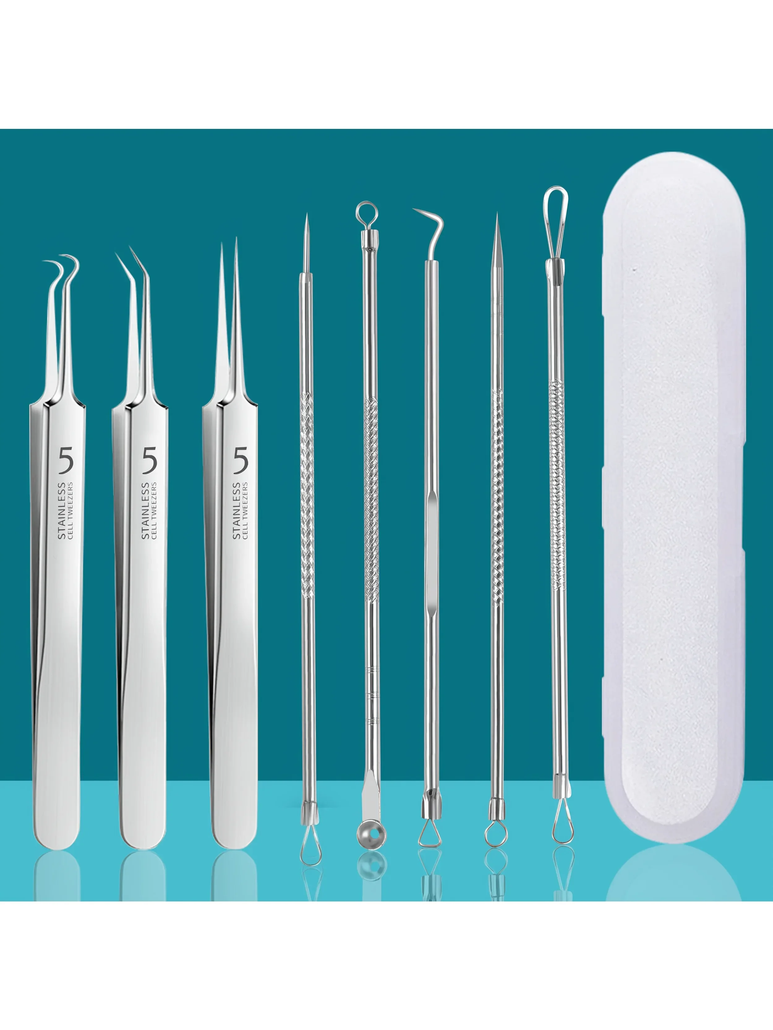Ensemble d'outils d'élimination de l'acné en acier inoxydable, Kit Popper pour points noirs et boutons pour tous les Types de peau, sans parfum, outils de beauté, 1/3/4/8 pièces