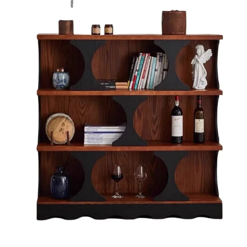 

Retro solid wood bookcase, living room display floor cabinet, locker, high-end French medieval entrance cabinet