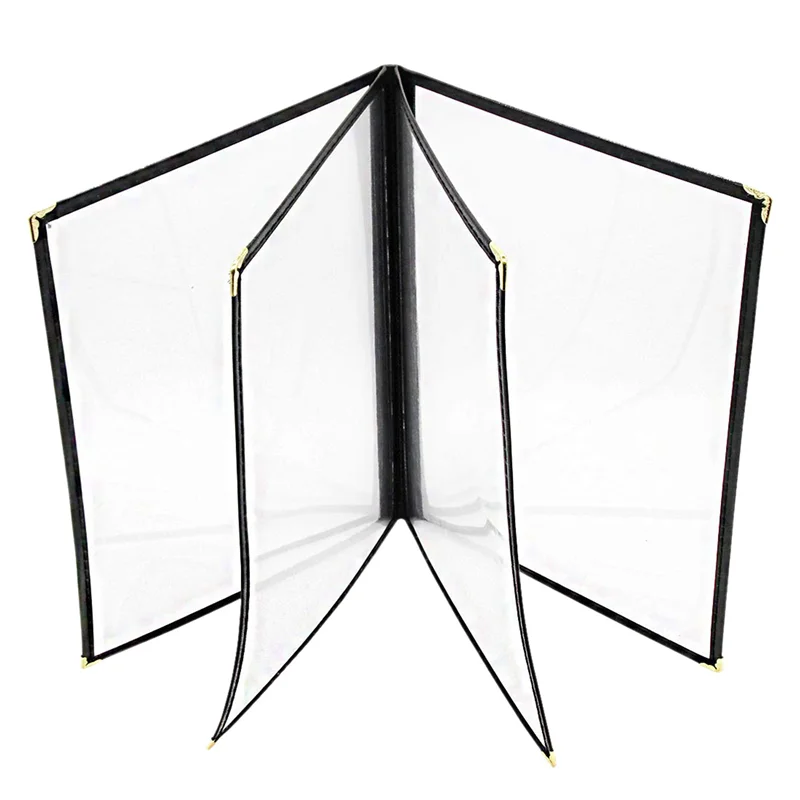 

4Pcs Transparent Restaurant Menu Covers For A4 Size Book Style Cafe Bar 4 Pages 8 View-B09B