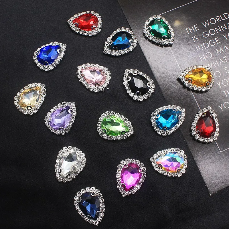 New Fashion 10Pcs/Lot 20*25mm Metal Drop Rhinestone Diy Handmade Sewing Wedding Dress Jewelry Accessories Rhinestone Fittng