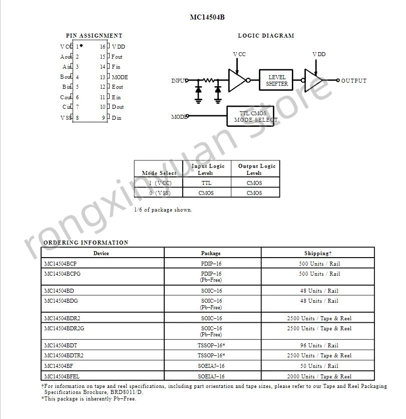 ناقل حركة سداسي المستوى لـ TTL إلى CMOS ، MC14504BDR2G ، الوسم: 14504BG soop-16 ، MC14504BG ، MC14504BG ، أصلي جديد ، 5