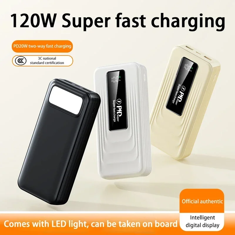 

100000 мАч, 120 Вт, сверхбыстрая зарядка, внешний аккумулятор, удобный цифровой дисплей с подсветкой, бизнес-банк для Xiaomi Huawei iPhone
