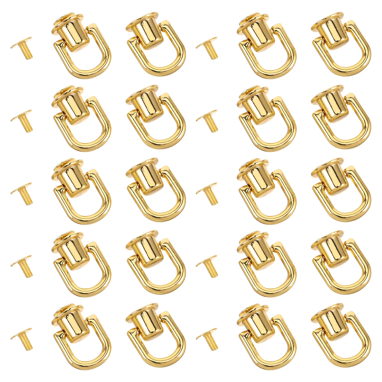 

20 Pcs Hoisting Ear Buckle Golden Ball Studs Belt Ring Purse Hardware Craft Durable Zinc Alloy Necklace Rope Cord Bag