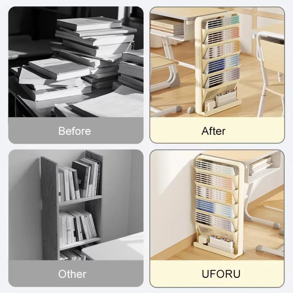 3/5 Layer Structure Study Desk Organizer Multi-Layer Space-Saving Large Capacity Bookshelf Removable