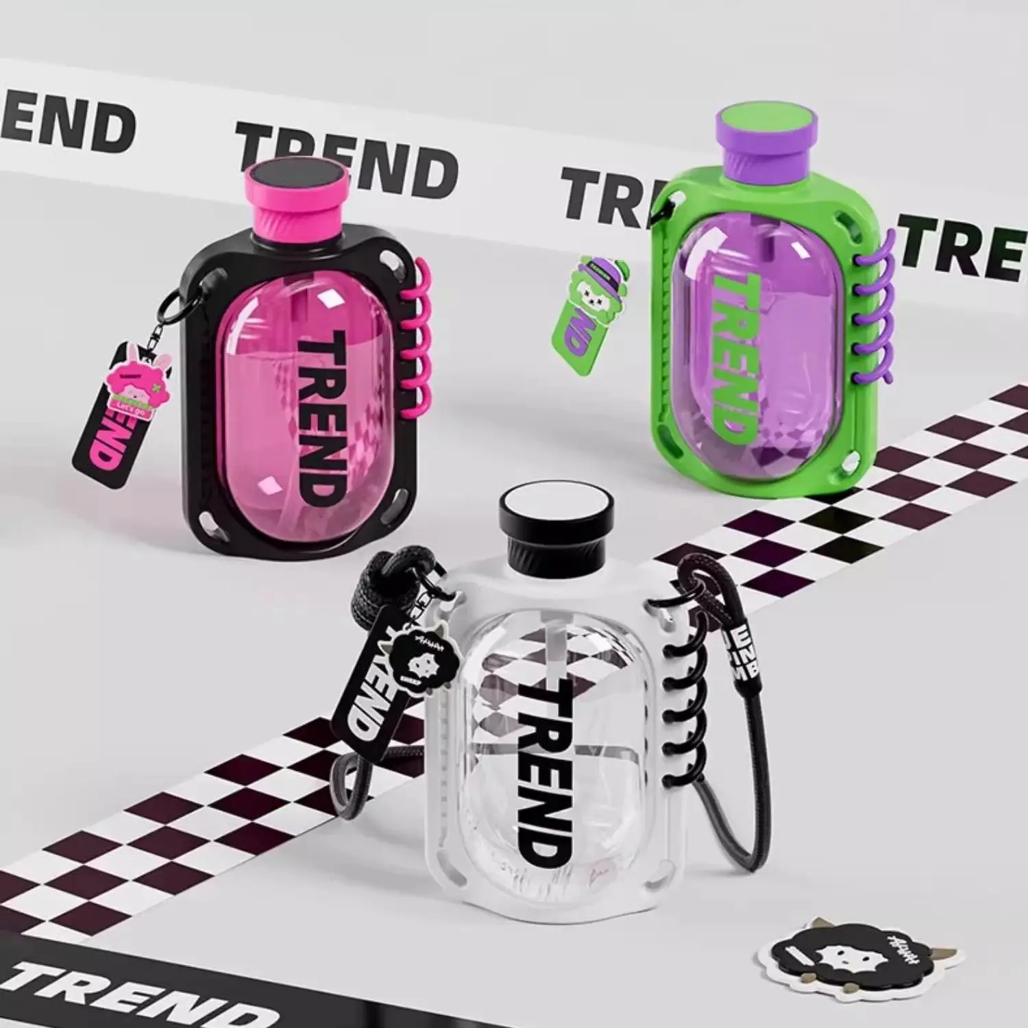 GIANXI Sippy Cup For Child Large Capacity Portable Sports Kettle Sealable Leak-Proof High Temperature Cute Pendant Plastic Cups