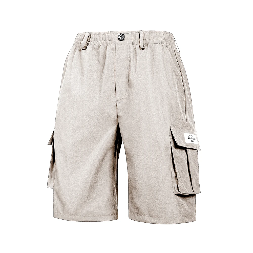 Celana Pendek Kargo Pria Musim Panas Celana Pinggang Elastis Banyak Saku Kasual Kualitas Tinggi Celana Pendek Pantai Sejuk Jogging Atletik Solid