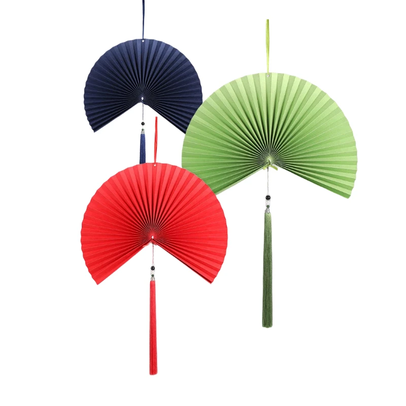 New Classical Chinese Fan Folding Fan Handmade Chinese Decorative Wall Decoration Pendant Fabric Super Large Fabric Material Fan