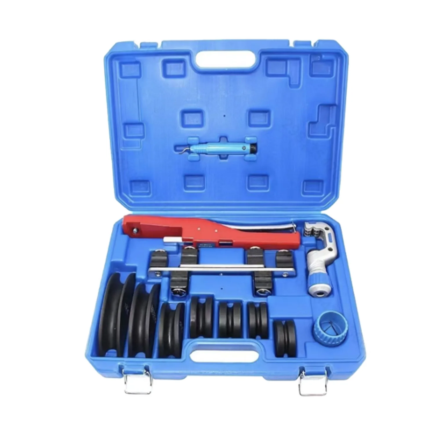 Ratcheting Pipe Tube Bender Set, 7 Heads 90 Degree Tubing Bender, Pipe Cutter Deburring Tool for 1/4-7/8" OD HVAC Refrigeration