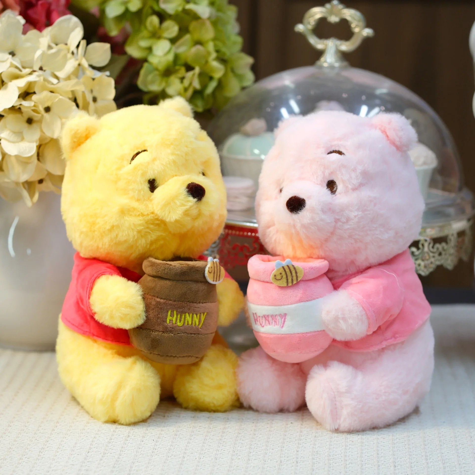 

20cm 2pcs Set Anime Cute Winnie The Pooh Cartoon Honey Jar Bear Stuffed Animal Plush Doll Comfortable Doll Toy Xmas Gift
