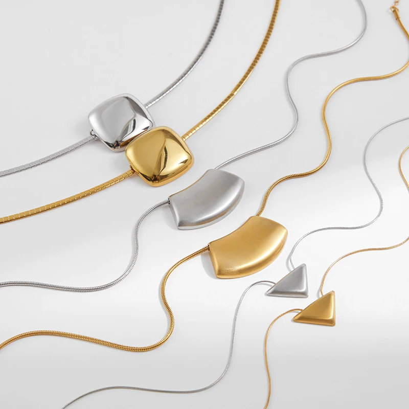 

PRISCA | Gold Steel Pendant Necklace Women Fashion Geometric Hip Hop Jewelry Bulk Items Wholesale