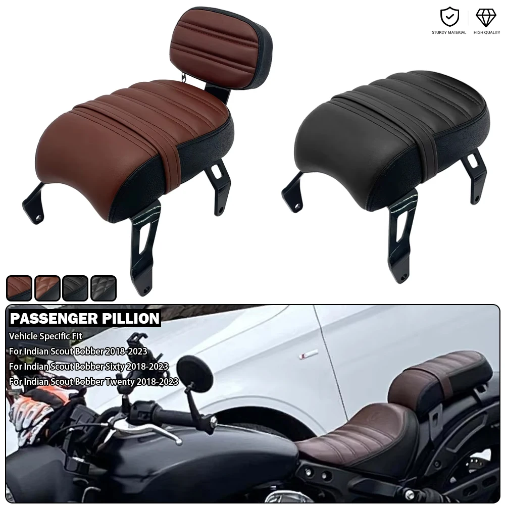 Motorcycle Rear Seat Passenger Pillion With Detachable Backrest Sissy Bar Fits For Indian Scout Bobber Sixty Twenty 2018-2023