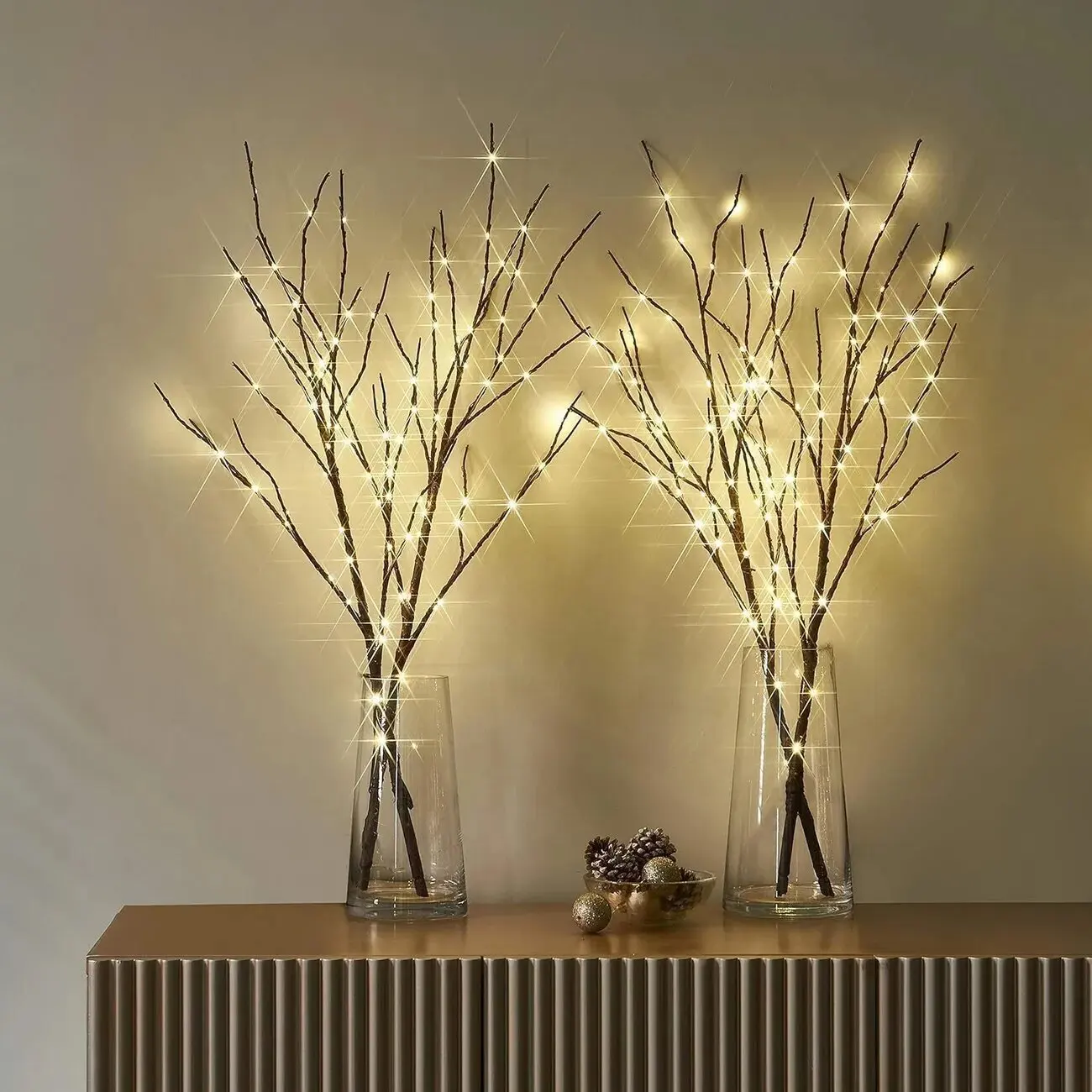 74cm/29.13in 50LED Brown Artificial Branches Lights,Indoor Outdoor Battery Powered Decoration Light for Home Christmas Decor