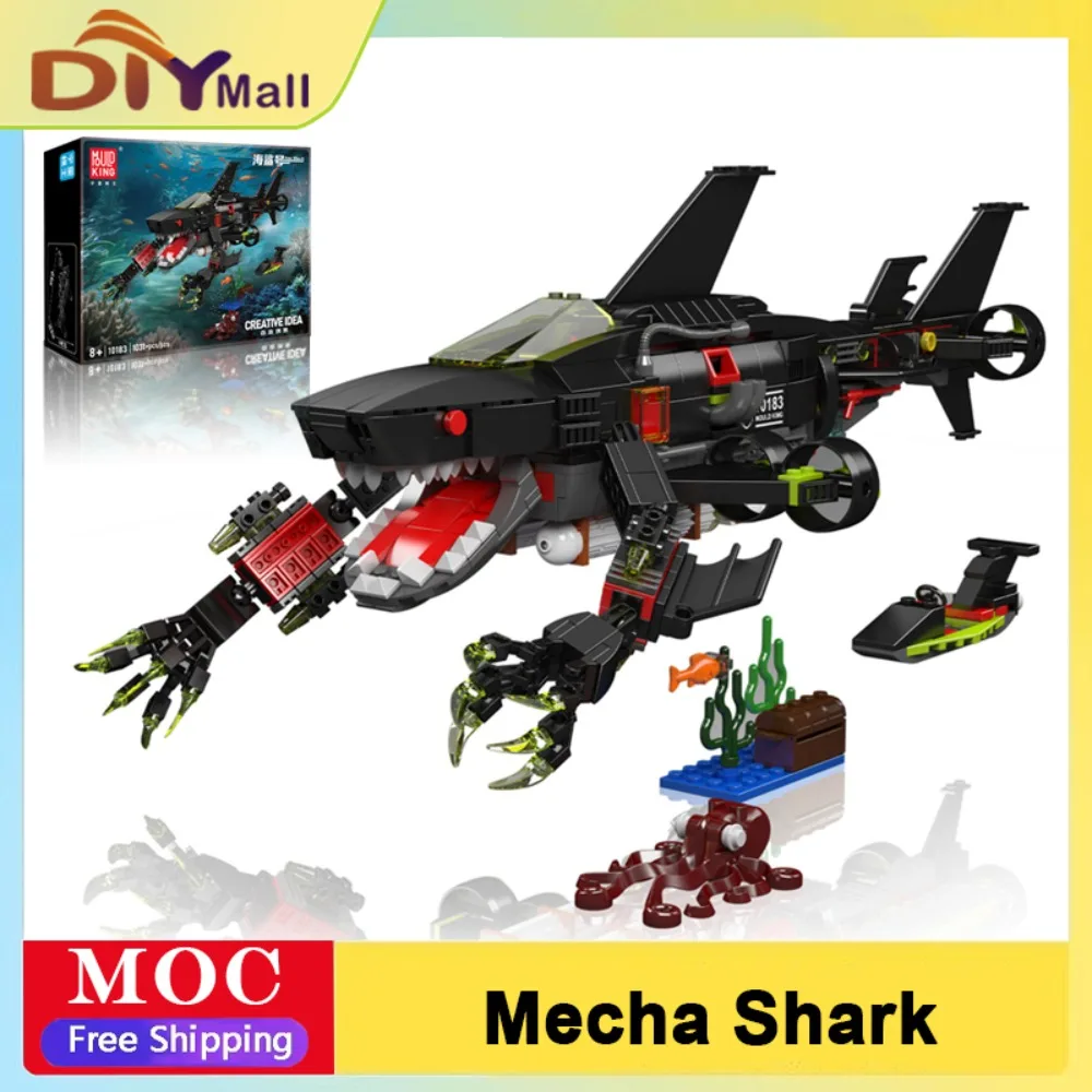 

Mold King 1031 шт., модель глубоководной акулы, строительные блоки, комплект строительных блоков, образовательная игрушка STEM, креативный подарок для детей и взрослых