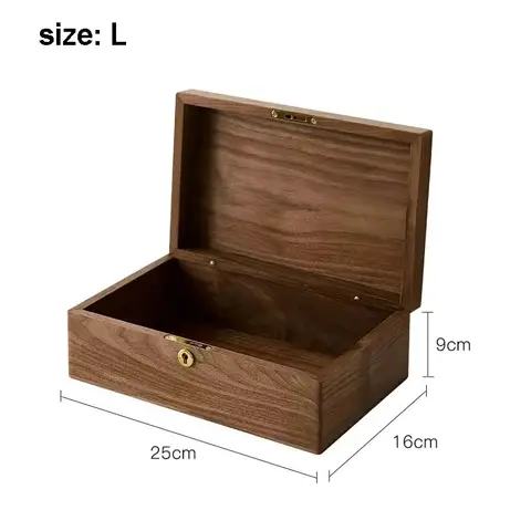 Låsbar förvaringslåda i massivt nordamerikanskt valnötsträ, lyxig arrangör för dokument, smycken, pass och värdesaker med nyckel 12 best sales valnötslåda - №8