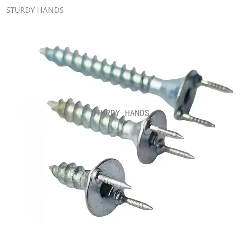 50PCS Steel Galvanized Special Skirting Wire Headless Double headed Nail Decoration Invisible Self tapping Sheep Horn Nail