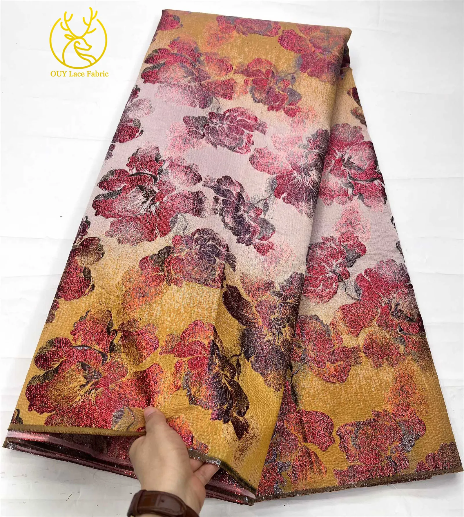 Neuester afrikanischer Jacquard-Spitzenstoff 2026, nigerianischer Chiffon-Spitzenstoff zum Nähen von Damenkleidern, Nähmaterial, 5 Yards – Detail 5