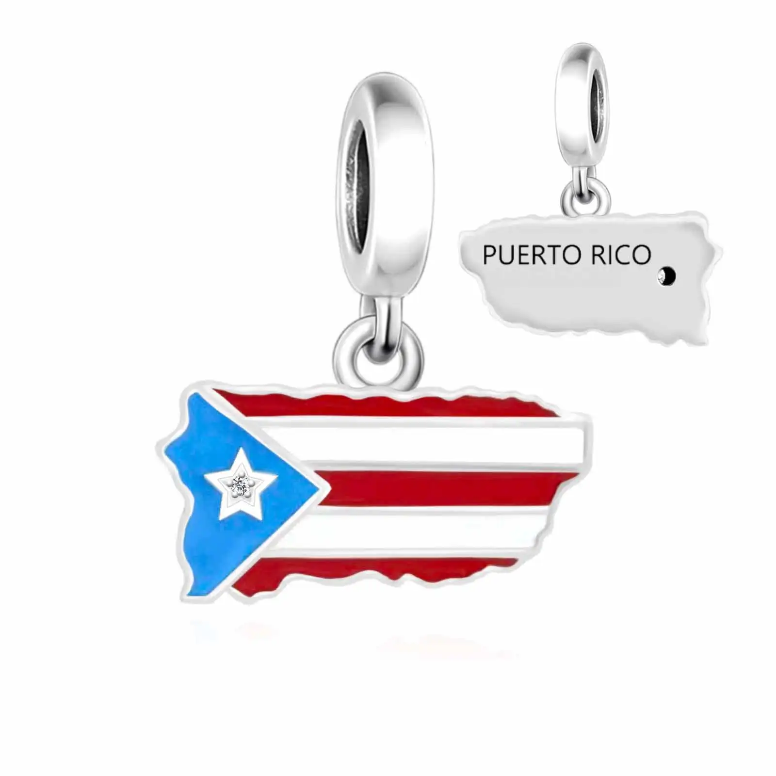 Huoonew Fit Original Pan Charm Bracelet 925 Sterling Silver Cute PUERTO RICO Map Flag TEXAS Bead For Making Travel Berloque New