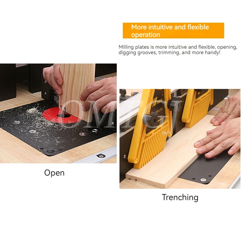 Sistema de elevación de enrutador de carpintería con placa de inserción de mesa de enrutador de aluminio, recortadora de banco de trabajo de carpintería, herramienta de máquina de grabado