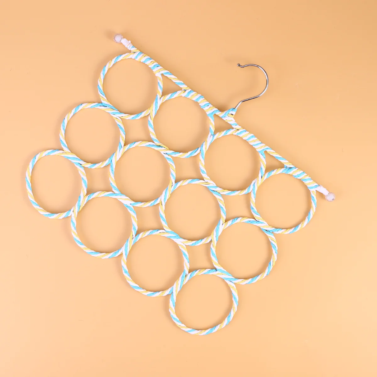 Novelty Foldable 12-Ring Eco-friendly Paper Rattan Scarf Hanger Towel Tie Holder Rack (Random Color)