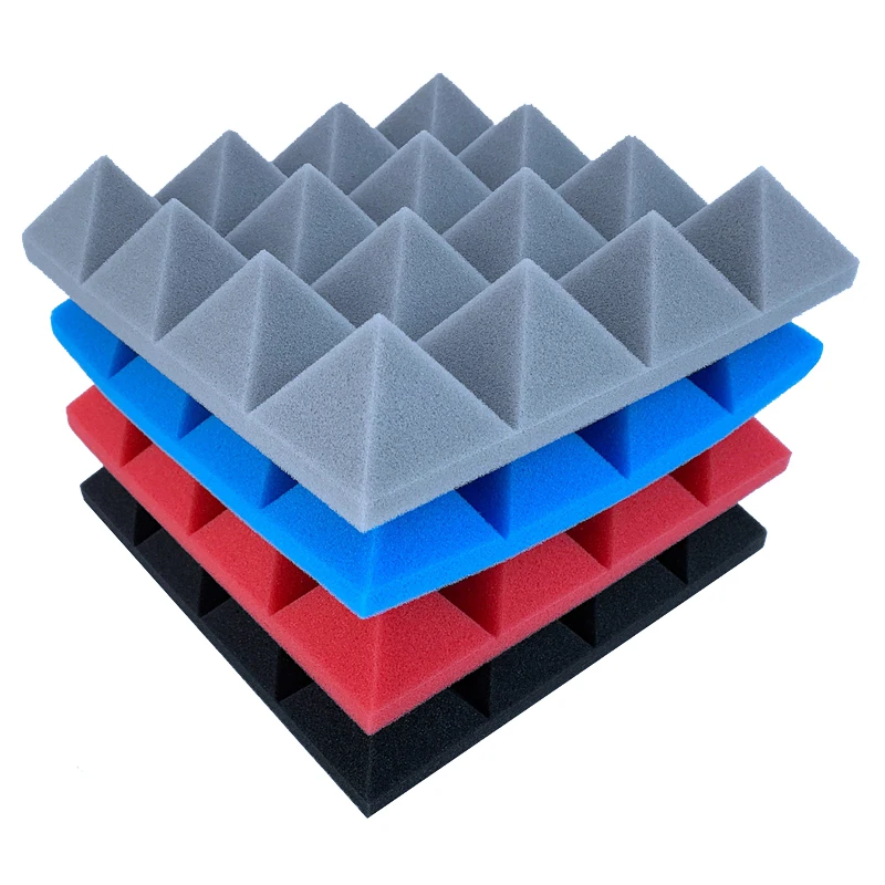 24Pcs 25X25x5cm Studio Acoustic Soundproof Foam Pyramid Noise Insulation Sound Absorption Treatment Panels