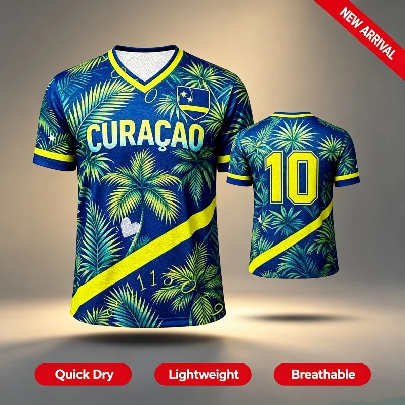 2026 Curacao Tribal Print Football T-Shirt Jersey Men Women Sport T-shirt Inspired Casual Soccer Top Sports T-shirt Parent-child