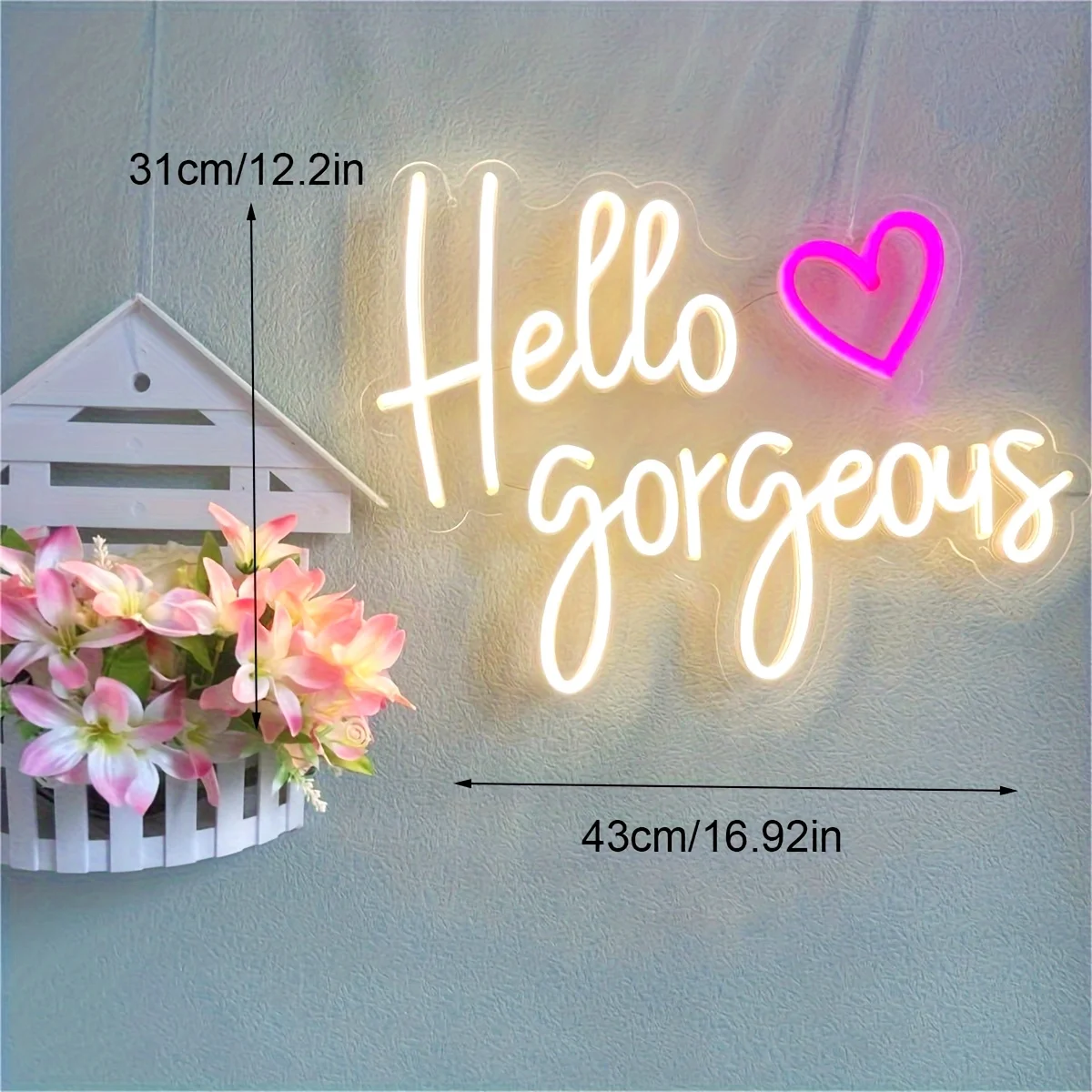 Hello Gorgeous Neon Sign - LED Wall Art for Bedroom, KTV, and Home Decor - Perfect Birthday Gift for Beauty Lovers