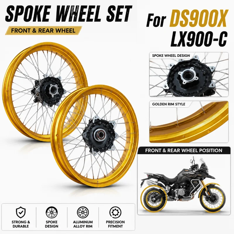 Durable Spoke Wheel Set Front Rear Rim Upgrade Modified Wheel Assembly For DS900X LX900-C Adventure Motorcycle Parts