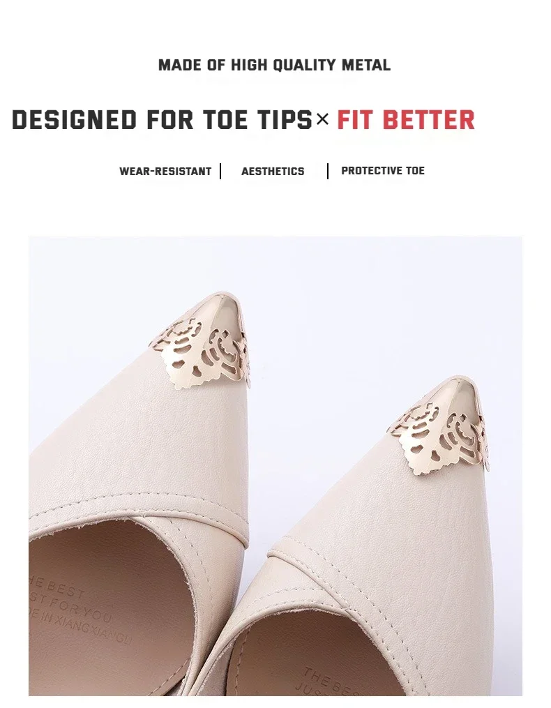 Frauen High Heel Metall Kappe Kappe Tragen und Reißen Concealer Anti-kicking Leder Schuhe Punkt Schutz Flache Schuh Tipps kappe Accessorices – Detail 3