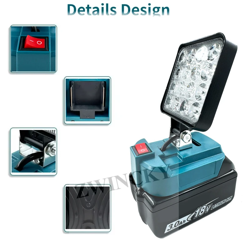 Led Light For Makita 18V Battery 3In Portable Spotlight Cordless Outdoor Work Fishing Handheld Emergency ToolLight No Battery