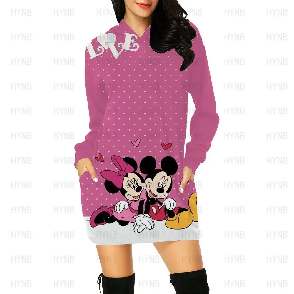 Sweater Dress Elegant Women\'s Dresses for Party 2022 Hoodie Long Sleeves Mickey Chic Woman Evening Disney Minnie Mouse Prom Mini