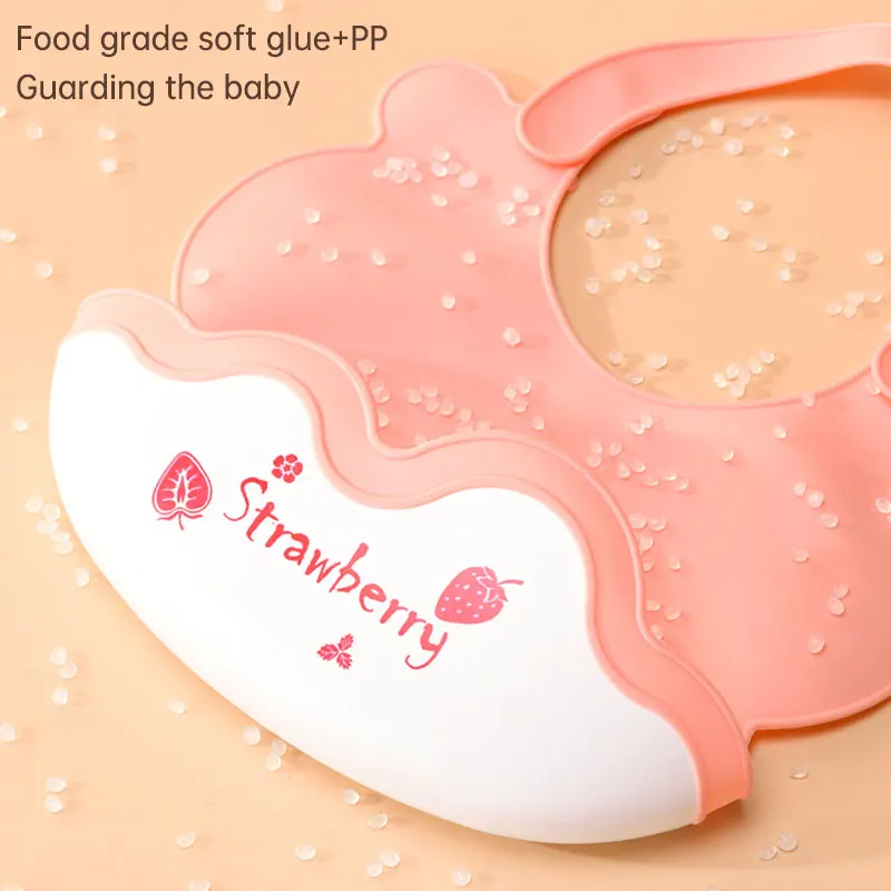 Waterproof Food Grade Silicone Baby Bibs Cartoon Print Adjustable Children Feeding Bibs Oil-proof and Dirty-proof Kids Care